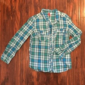 H&M Lightweight Plaid Button Down Top